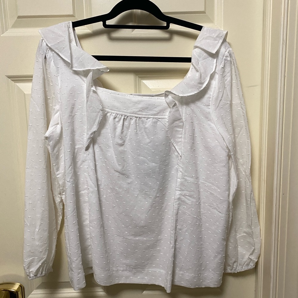 GibsonLook cotton square neck top with ruffles. Make me an offer!